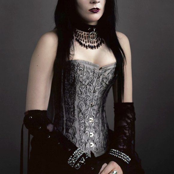 Burleska Other - Burleska Silver Swirl Silk Taffeta Overbust Corset- Size 24in